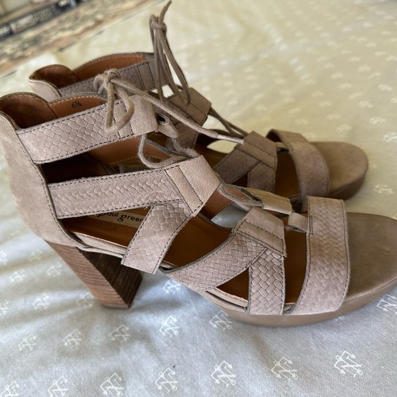 PAUL GREEN HANA BLOCK HEEL LEATHER GLADIATOR SANDALS LACE UP SZ. 6.5 - Picture 4 of 9